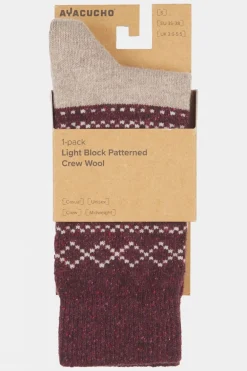 Unisex Light Block Patterned Crew Wool Socks