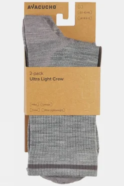 Unisex Ultra Light Crew Socks (2 Pack)