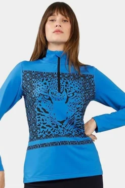 Womens Aleksandria Leopard Half Zip Fleece