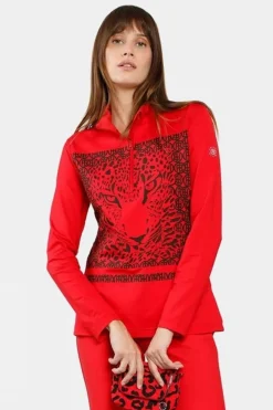 Womens Aleksandria Leopard Half Zip Fleece