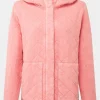 Womens Clementine Recycled Quilted Popper Up Hoodie