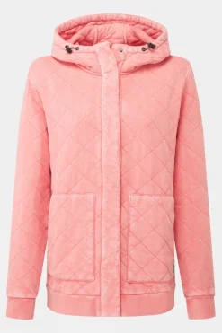 Womens Clementine Recycled Quilted Popper Up Hoodie