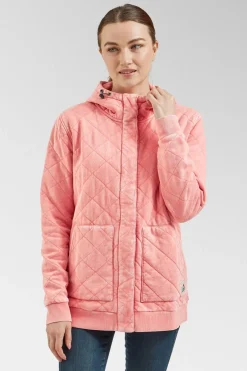 Womens Clementine Recycled Quilted Popper Up Hoodie