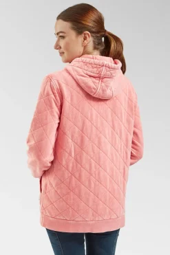 Womens Clementine Recycled Quilted Popper Up Hoodie