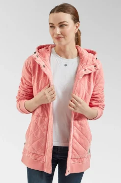 Womens Clementine Recycled Quilted Popper Up Hoodie