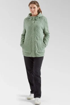 Womens Clementine Recycled Quilted Popper Up Hoodie