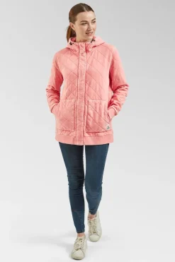Womens Clementine Recycled Quilted Popper Up Hoodie