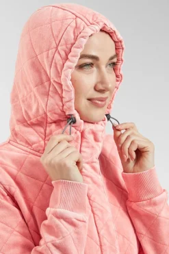 Womens Clementine Recycled Quilted Popper Up Hoodie