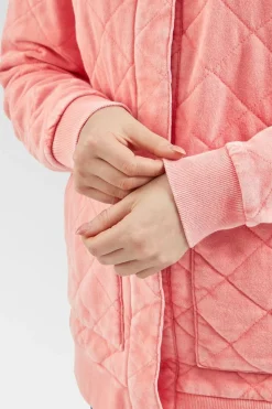 Womens Clementine Recycled Quilted Popper Up Hoodie