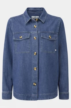 Womens Coral Denim Long Sleeve Shirt