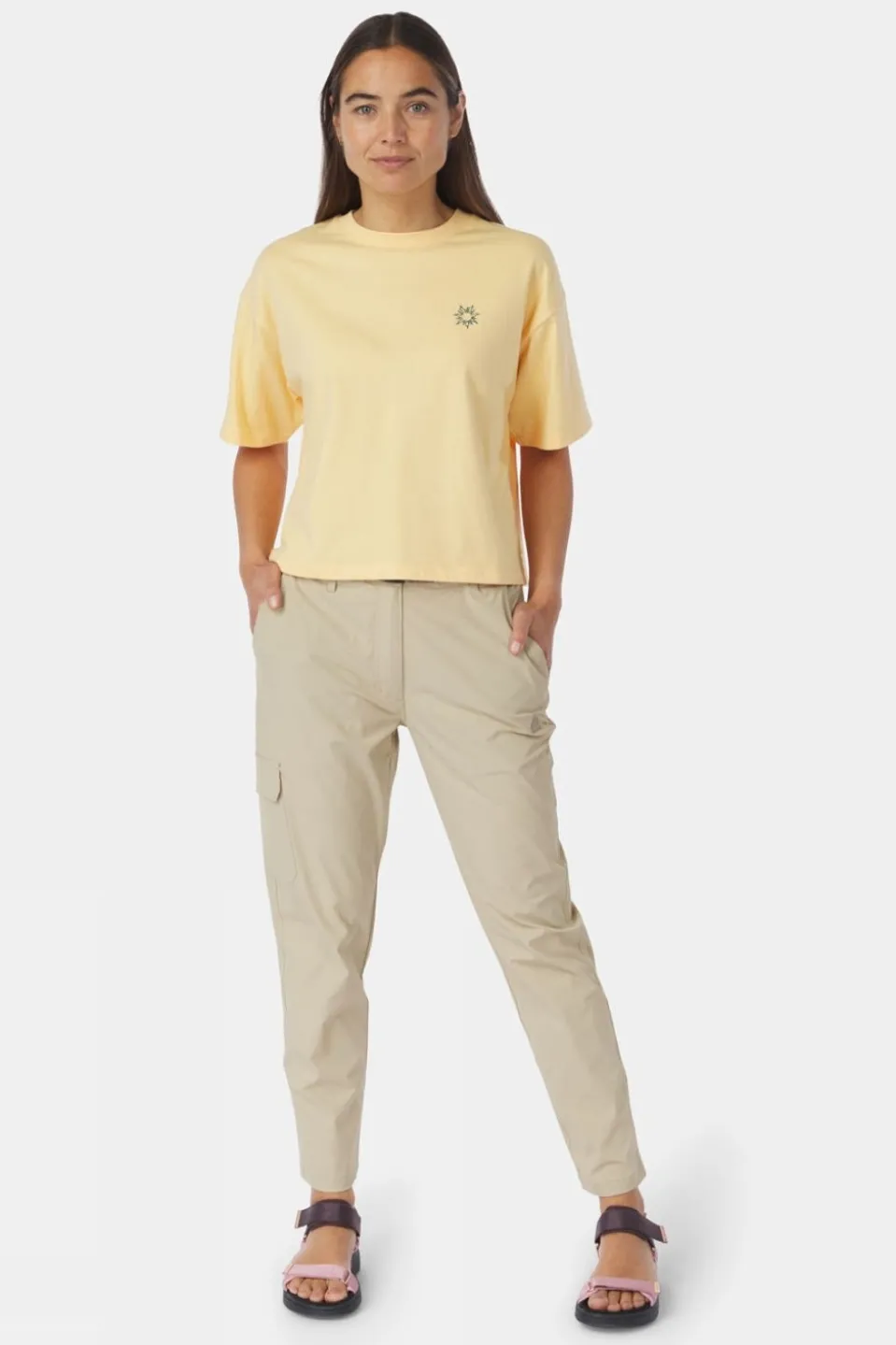 Womens Cropped Mini Embroidery T-Shirt