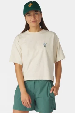 Womens Cropped Mini Embroidery T-Shirt