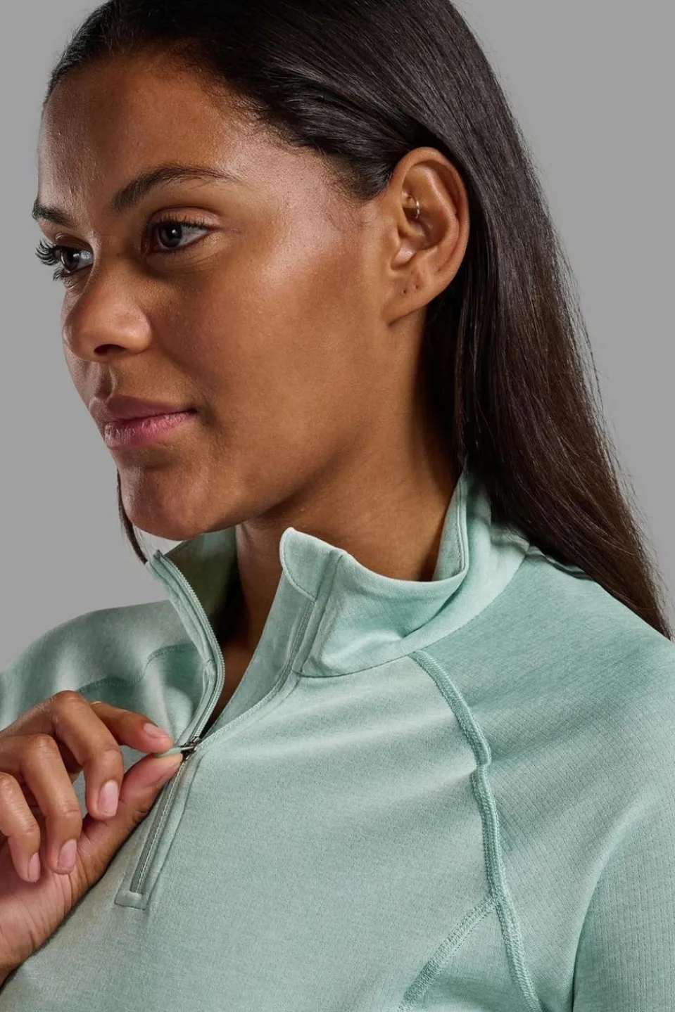 Womens Dart Zip Neck Base Layer Top