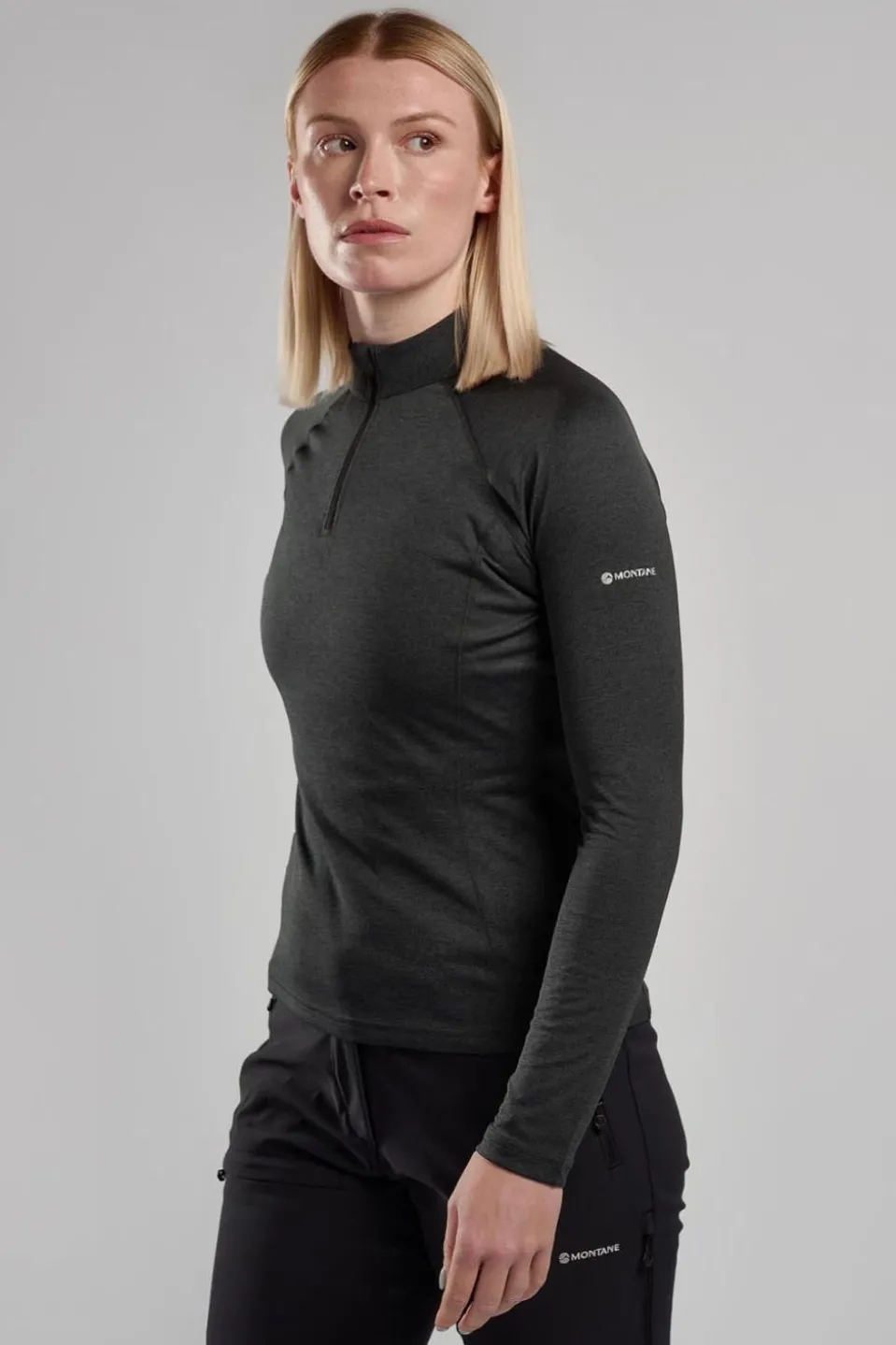 Womens Dart Zip Neck Base Layer Top
