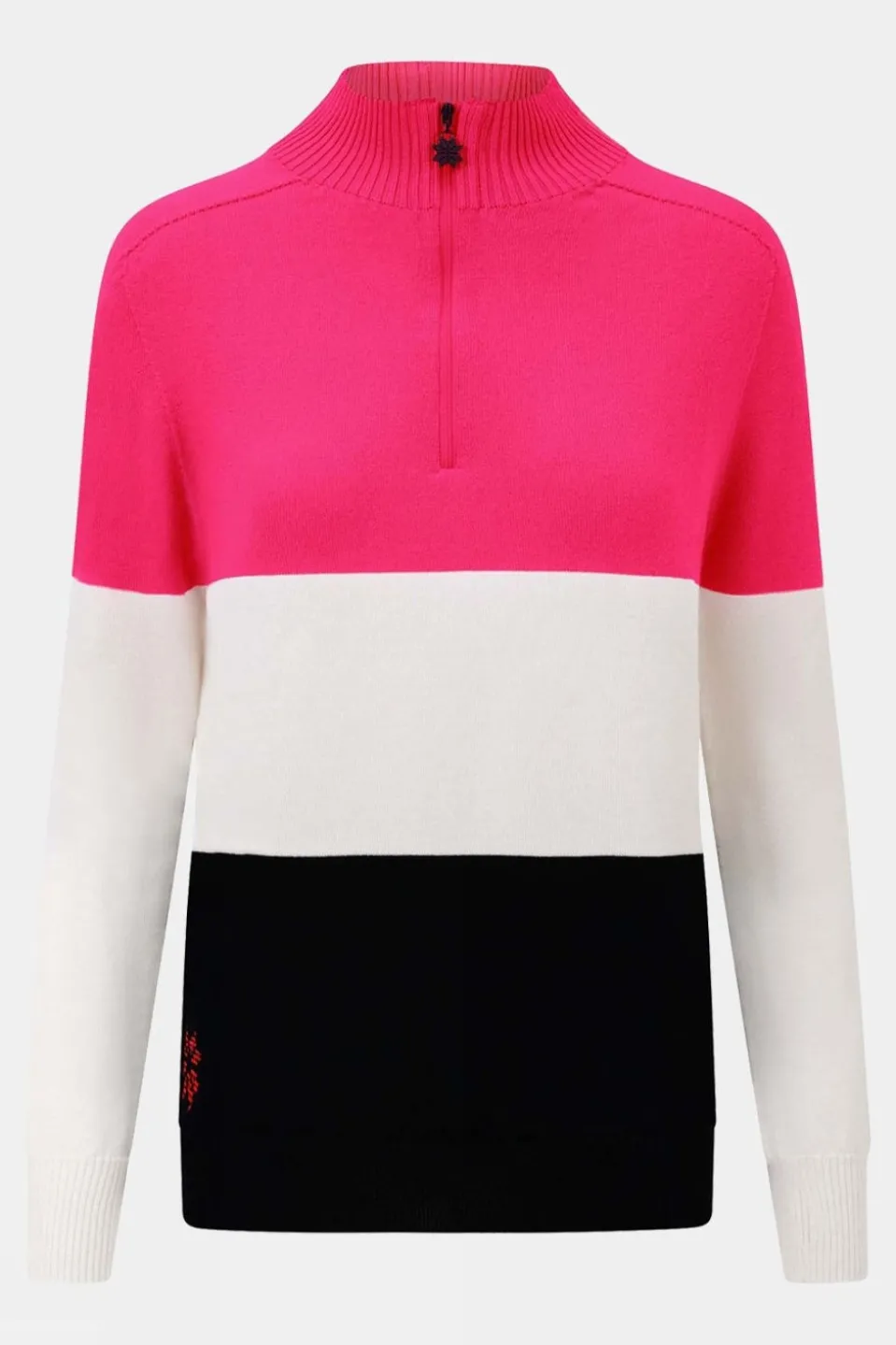Womens Merino Three Colourblock Half Zip Fleece Top