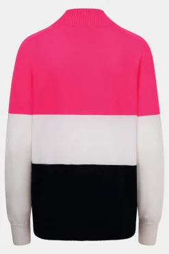 Womens Merino Three Colourblock Half Zip Fleece Top