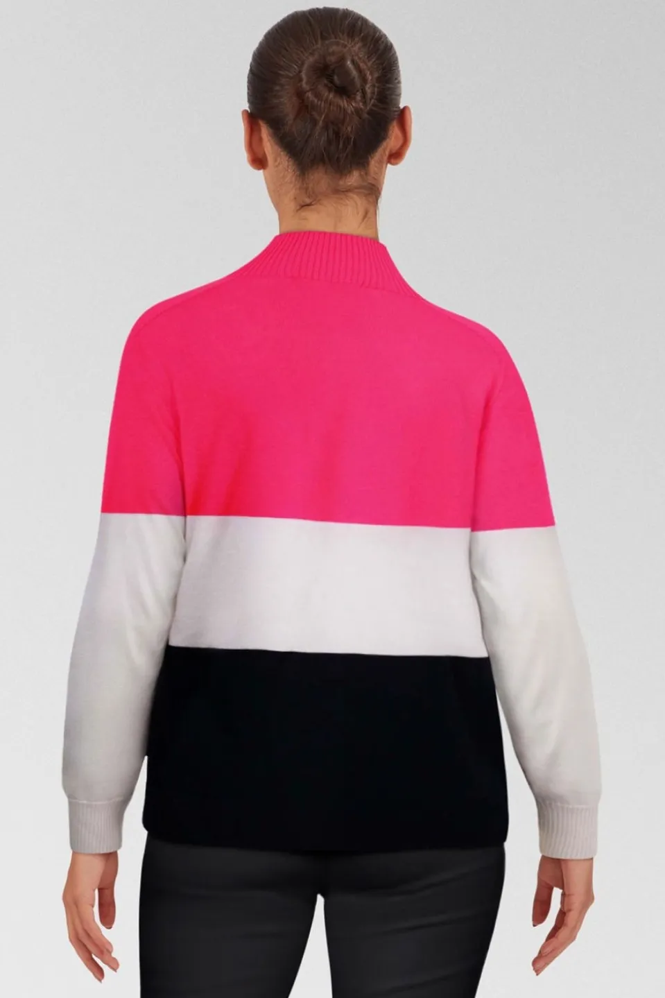 Womens Merino Three Colourblock Half Zip Fleece Top