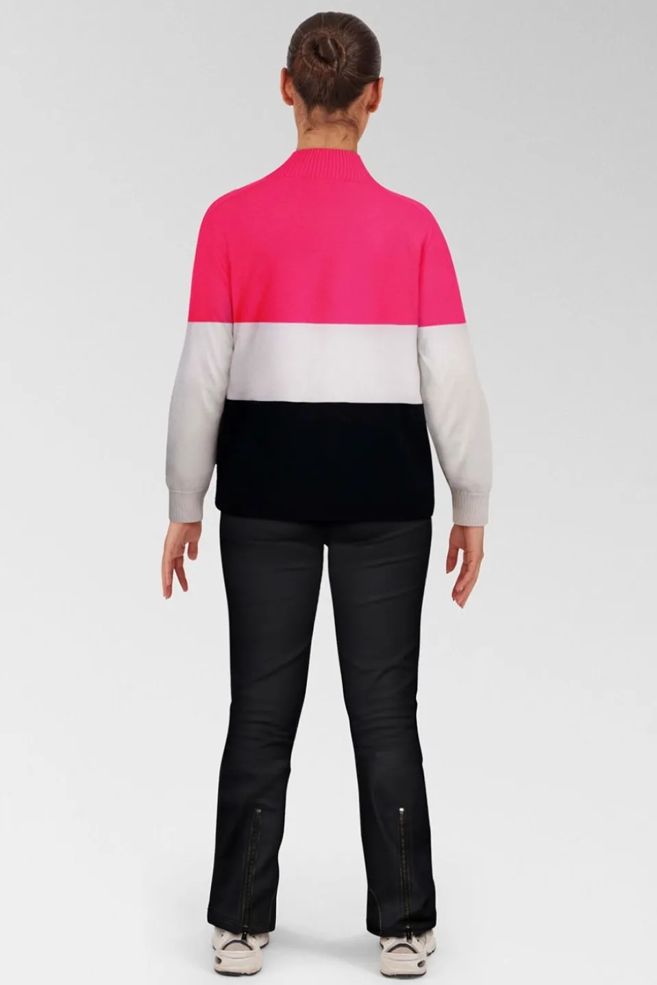 Womens Merino Three Colourblock Half Zip Fleece Top