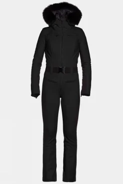 Womens Parry Faux Fur Ski Jumpsuit
