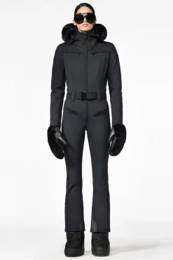 Womens Parry Faux Fur Ski Jumpsuit