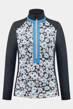Womens Printed Stretch Half Zip Top