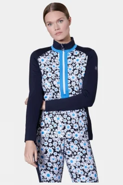 Womens Printed Stretch Half Zip Top