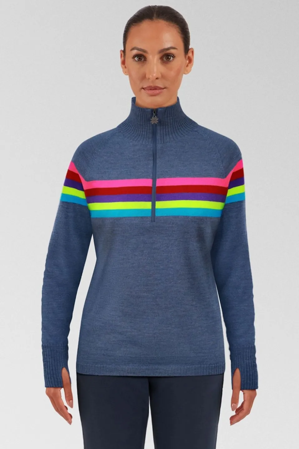Womens Rainbow Merino Midlayer Top