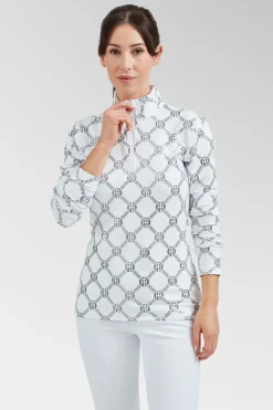 Womens Rebecca Monogram Half Zip Base Layer Top