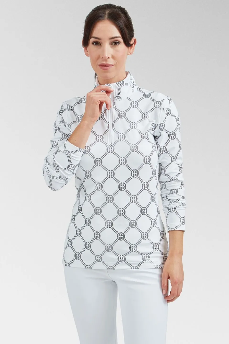 Womens Rebecca Monogram Half Zip Base Layer Top