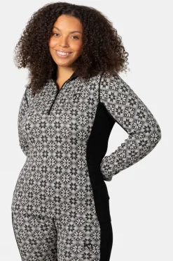 Womens Rose Half Zip Plus Size Base Layer Top