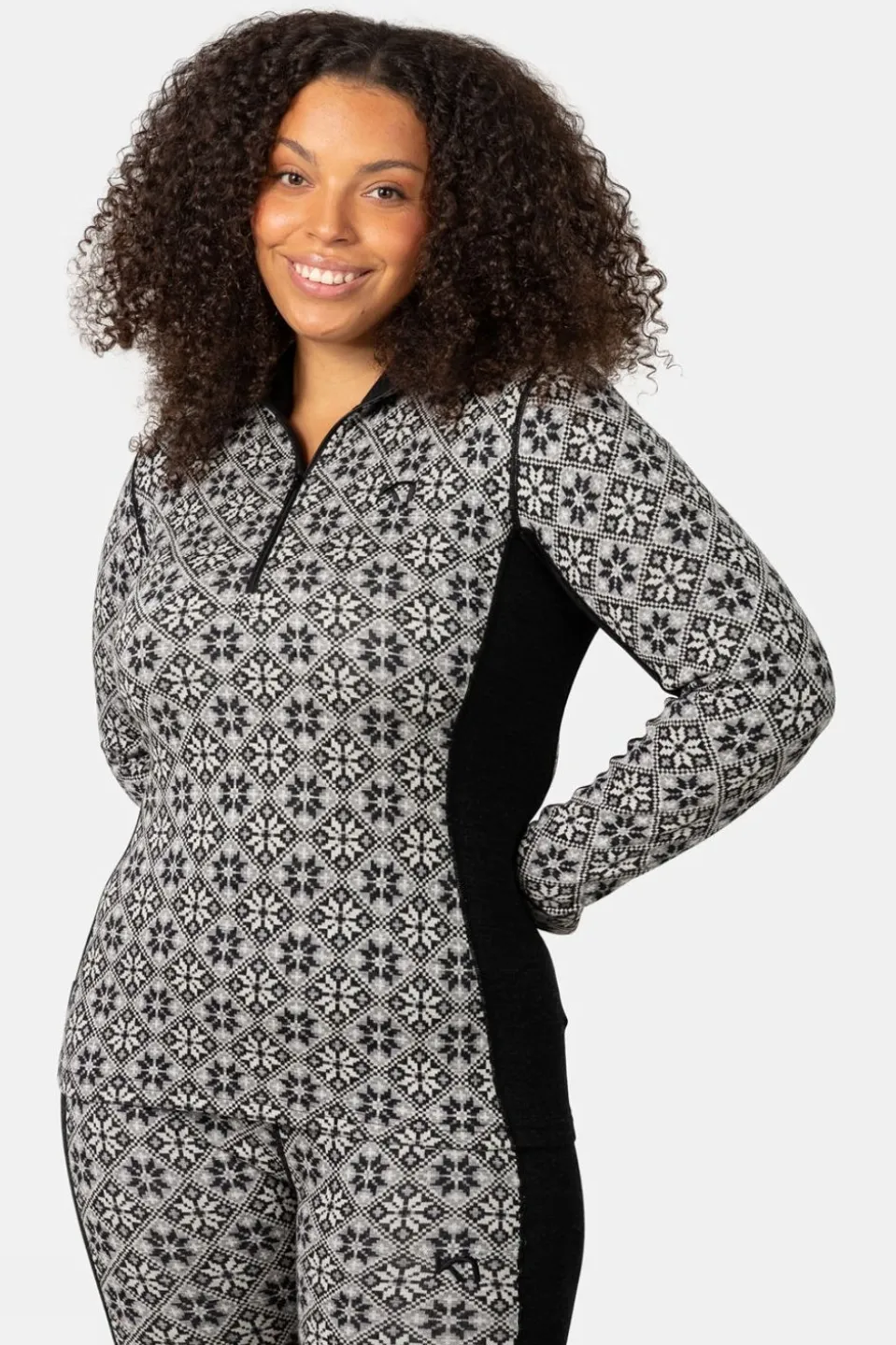 Womens Rose Half Zip Plus Size Base Layer Top