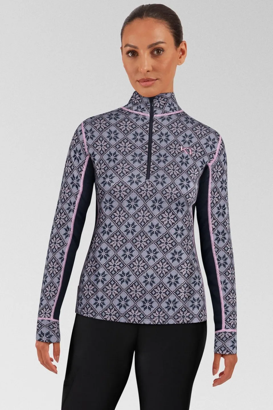 Womens Rose Half-Zip Base Layer Top