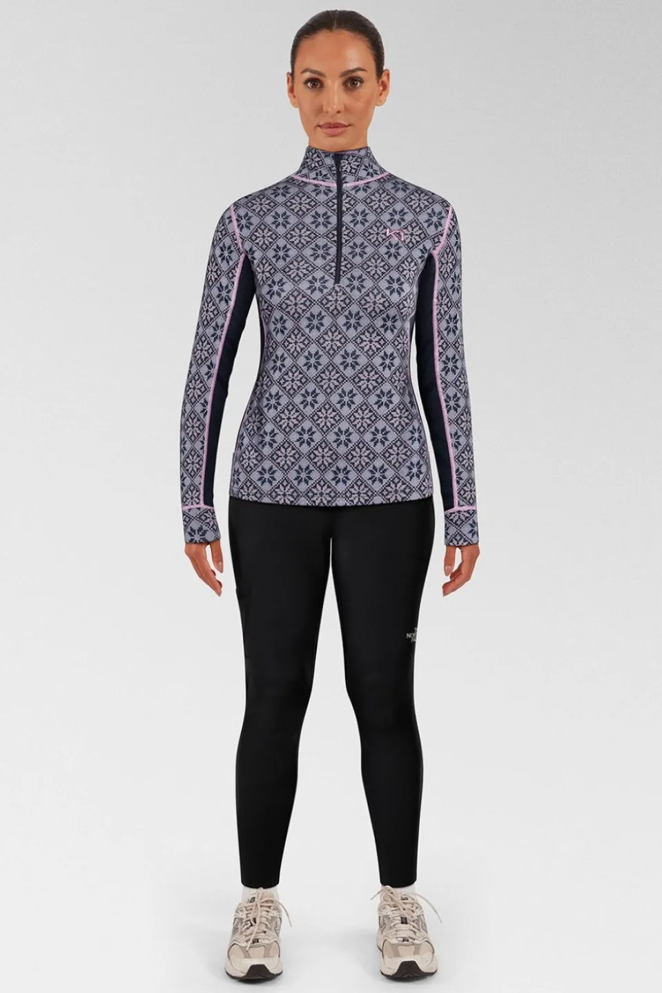 Womens Rose Half-Zip Base Layer Top