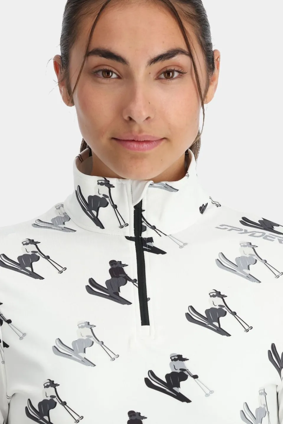 Womens Vivid Zip Neck Top