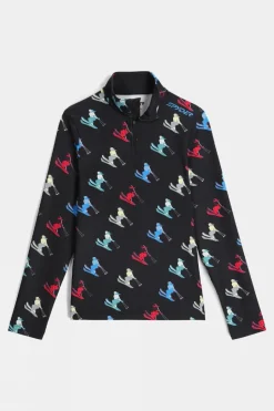 Womens Vivid Zip Neck Top