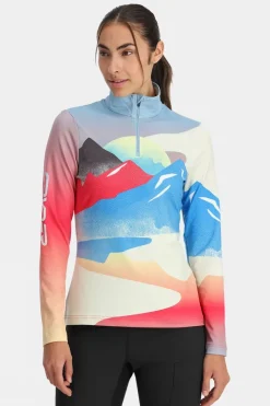 Womens Vivid Zip Neck Top