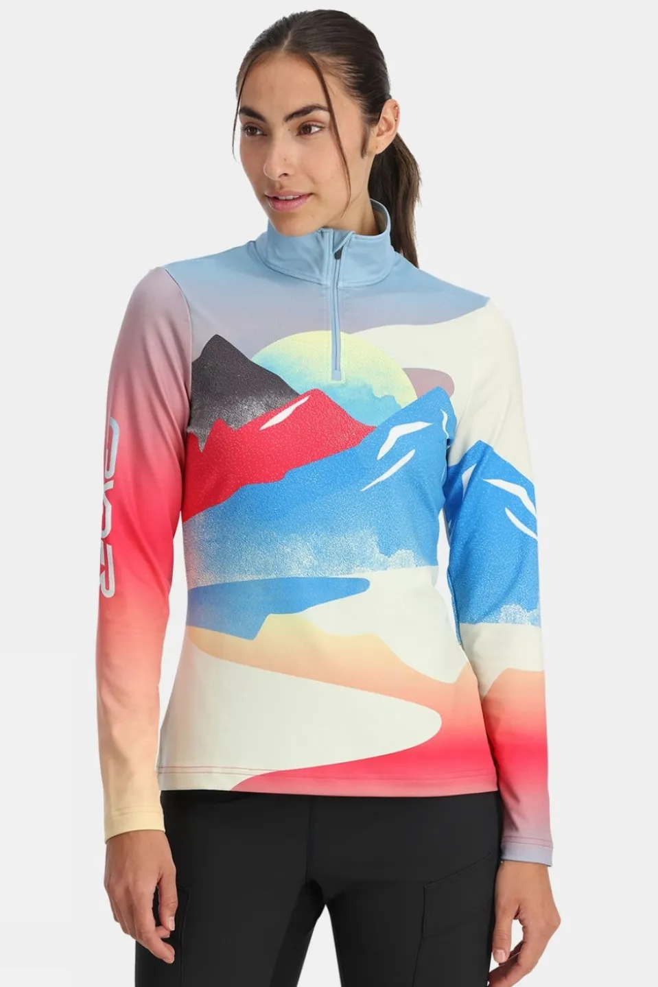 Womens Vivid Zip Neck Top