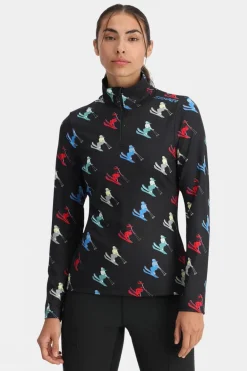 Womens Vivid Zip Neck Top