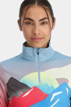 Womens Vivid Zip Neck Top