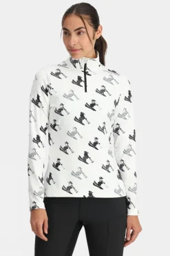 Womens Vivid Zip Neck Top